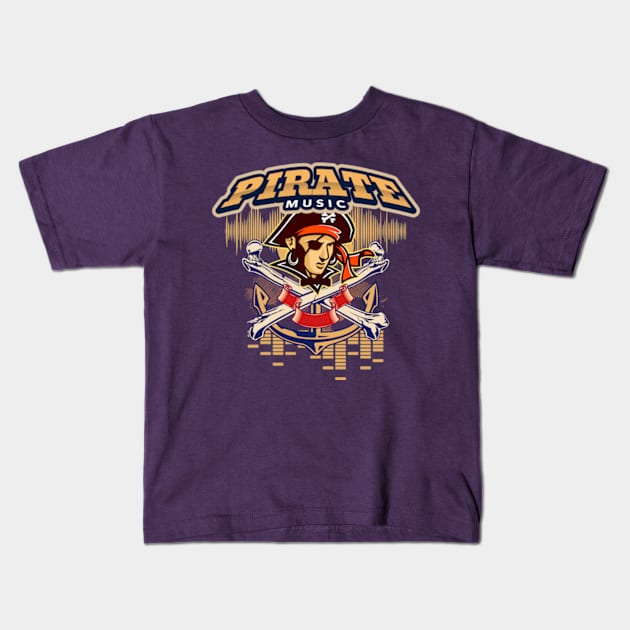 Pirate Music Halloween Kids T-Shirt by bert englefield 